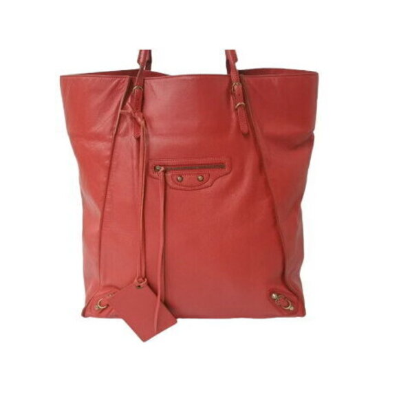 BALENCIAGA Paper Tote Bag Red Leather - Picture 2 of 8